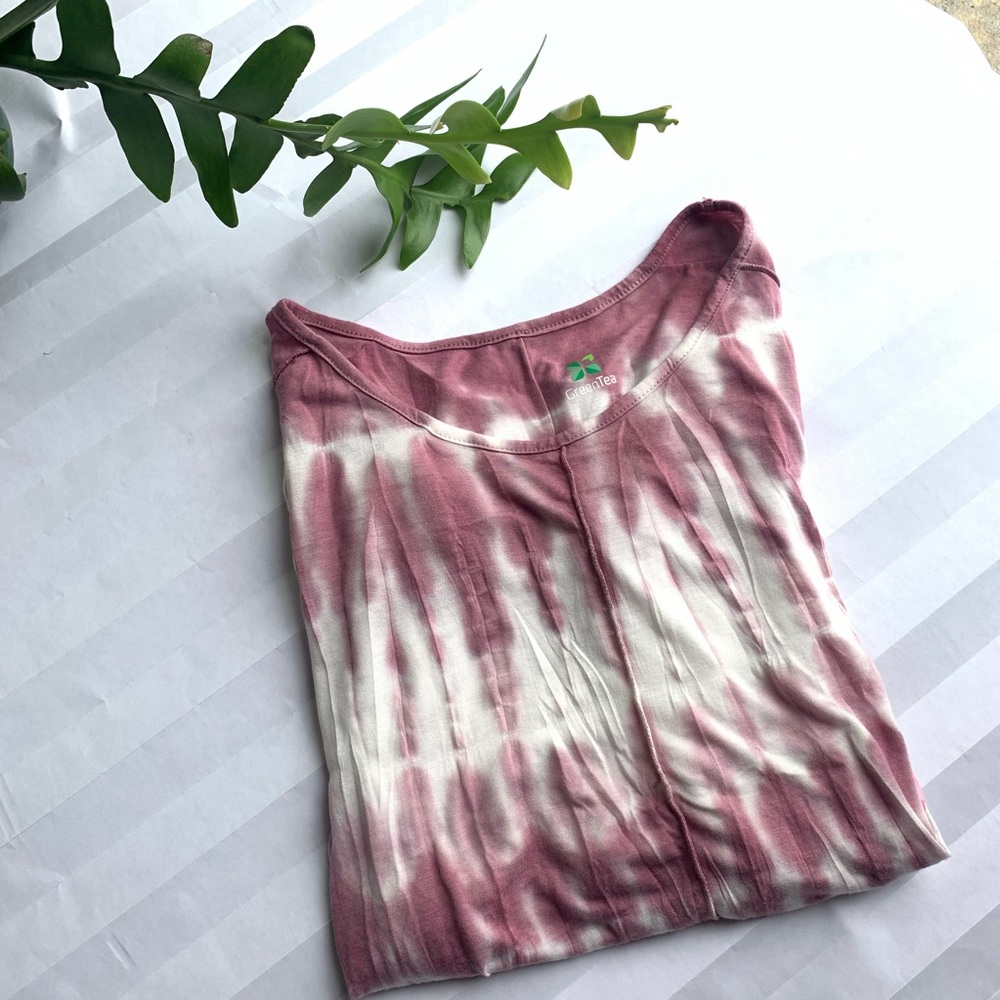 Green Tea Pink White Tie Dye Oversized Shirt NWT
